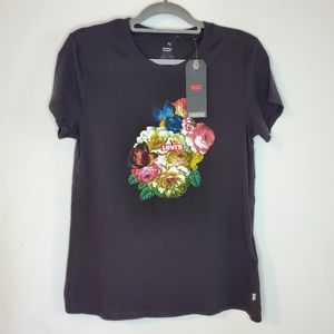 Levi's Black Flower Bouquet print -Short Sleeve-Size M , New